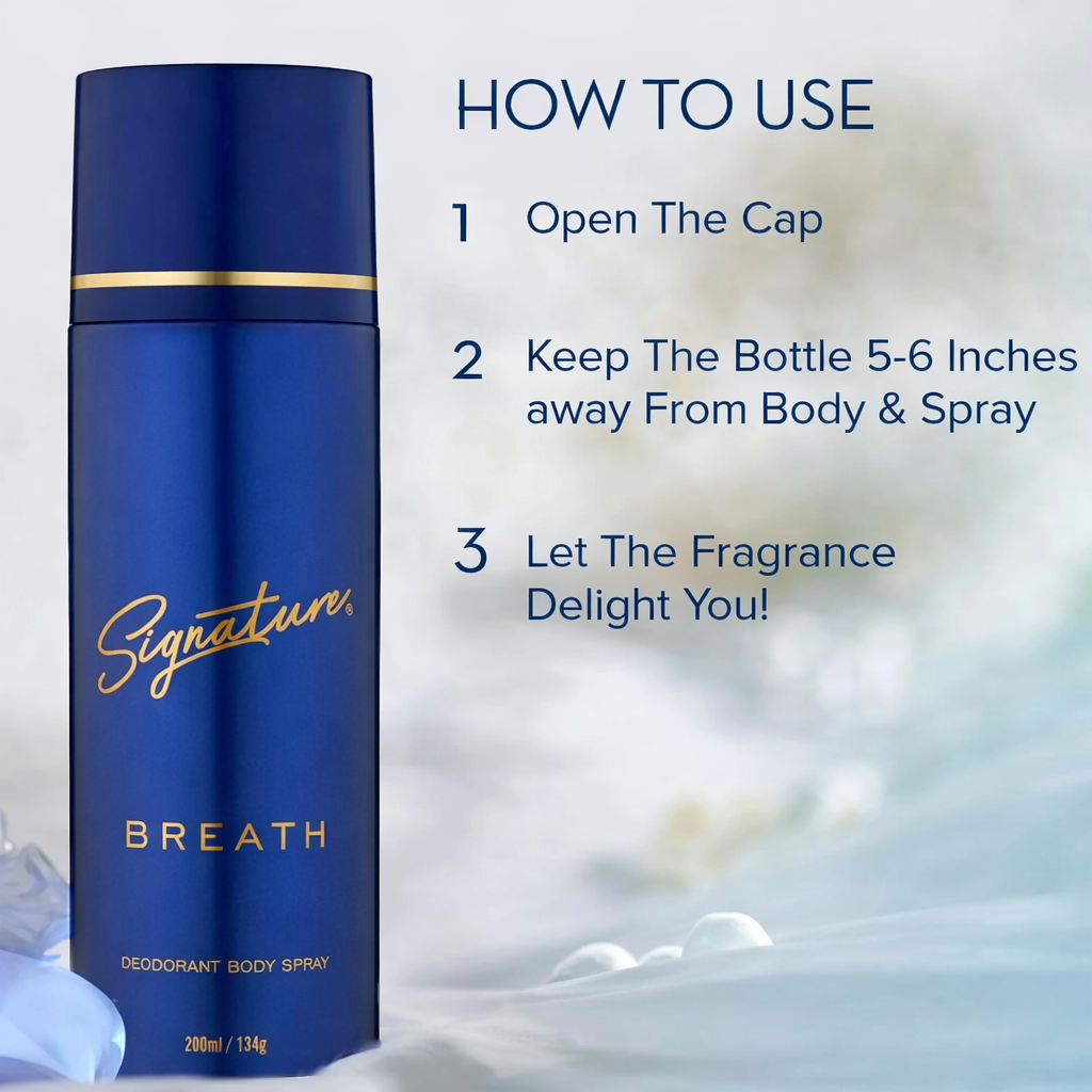 Perfumes & Deodorants- Signature BREATH Long-Lasting Fragrance Body Spray with an Airy and Breezy Fragrance with Top Notes of Grapefruit, Lemon, Mint, and Pink Pepper - 200ml