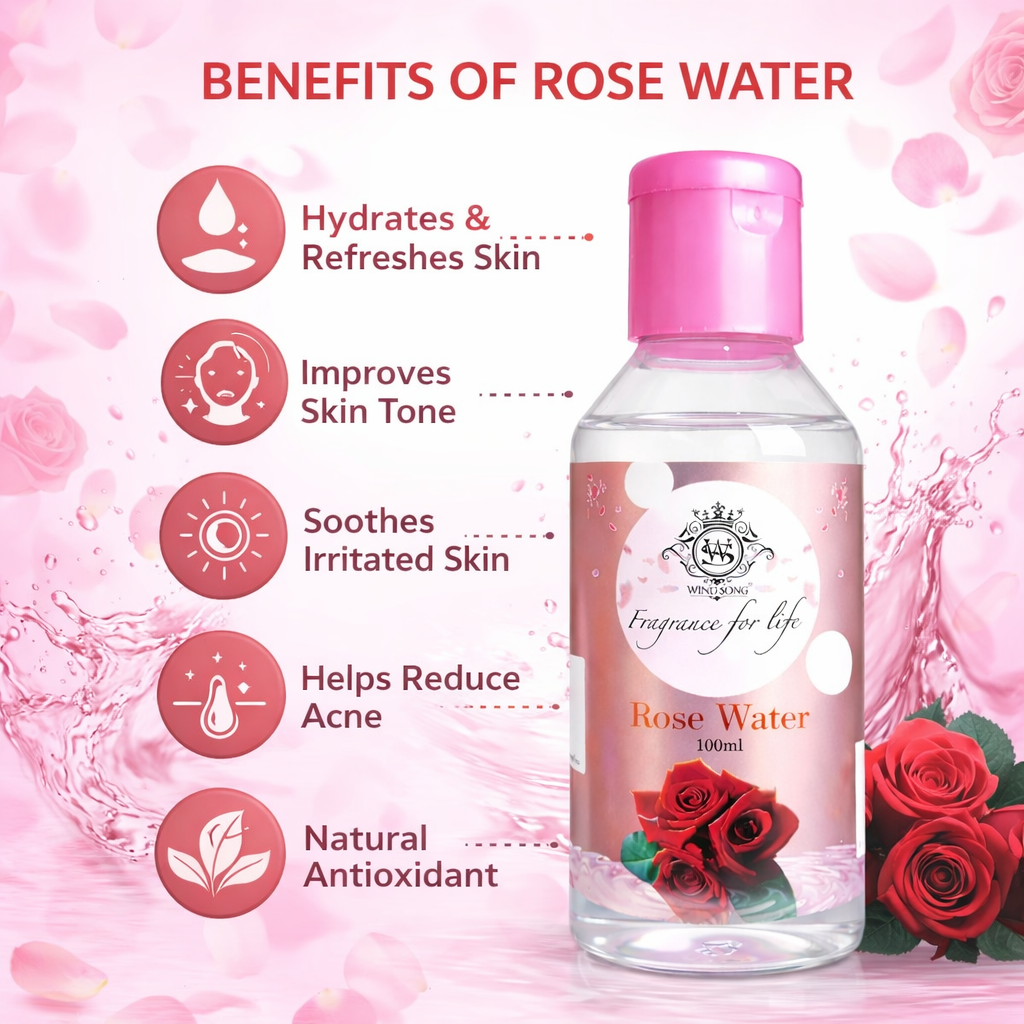 Rose Water- Wind Song’s Pure Herbal Rose Water offers a pure, natural fragrance with the true essence of roses - 100ml