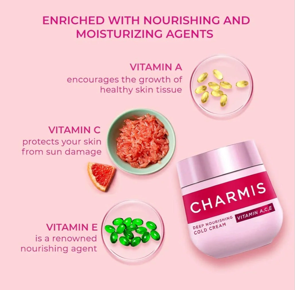 Lotions & Moisturizers- CHARMIS Deep Nourishing Cold Cream with Vitamin A, C & E - 58ml