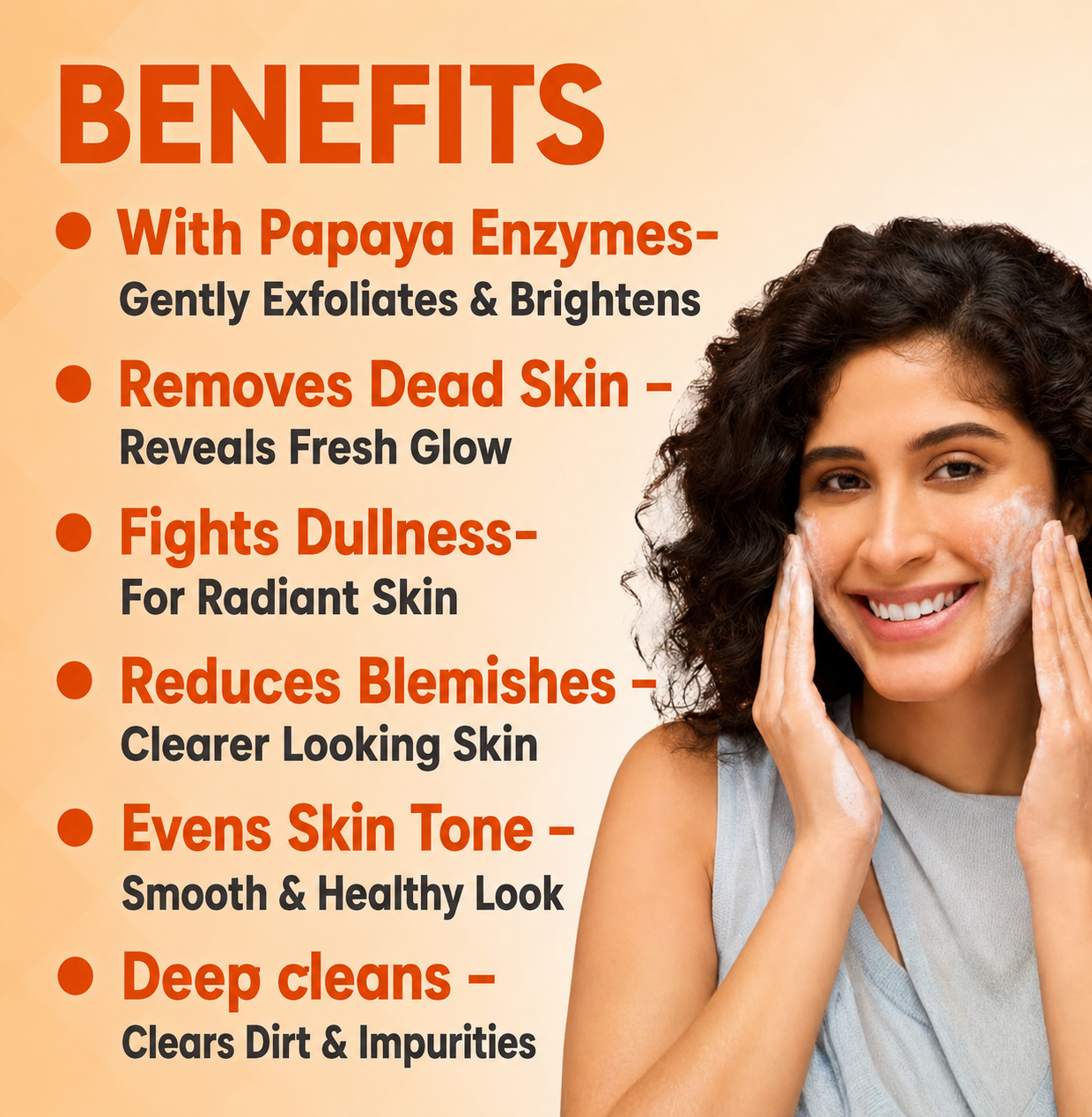 Face Wash- JOVEES Herbal's Paraben Free PAPAYA Face Wash for Young, Glowing and Even Toned Skin - 50ml