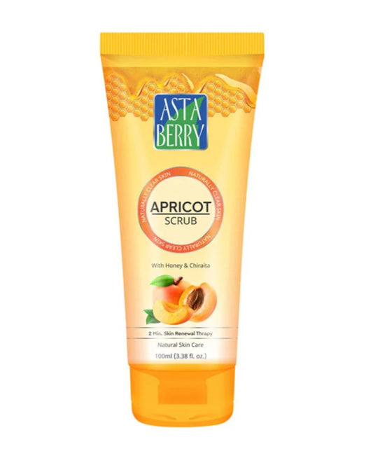 Face Scrub- Asta Berry (2 minutes Skin Renewal Therapy) Apricot Scrub with Honey, Chirchita and Walnut. Dermatologically Tested Natural Skin Care 50ml