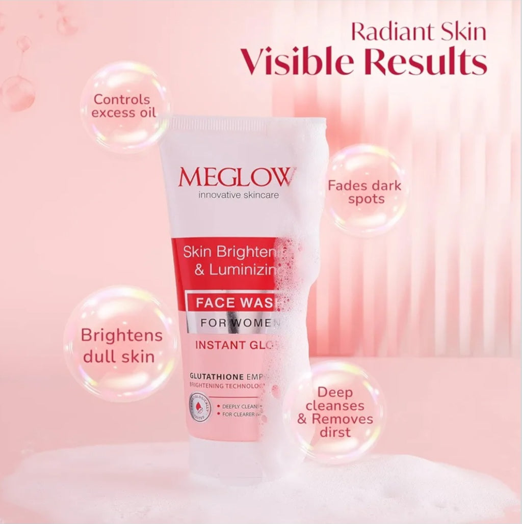 Face Wash- MEGLOW Glutathione Empowered Skin Brightening & Luminizing Face Wash for Women 70ml
