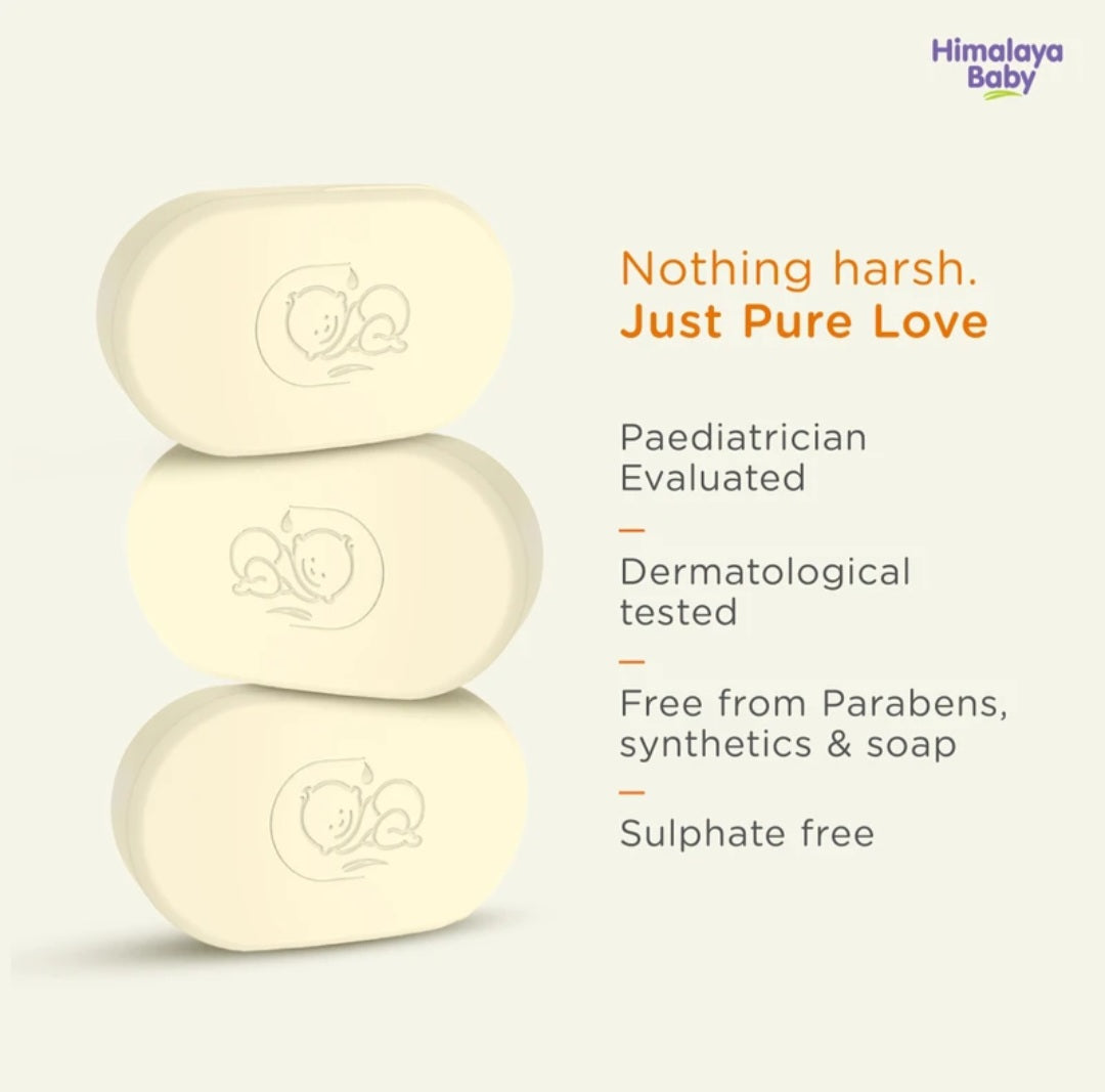 Bathing Soap- Himalaya's Chemical Free Baby Bar with Pure Cow Ghee & Aloevera for Baby's Sensitive Skin from Day 1 which Gently Cleanses, Moisturizes and Calms Dry Skin - 75gm