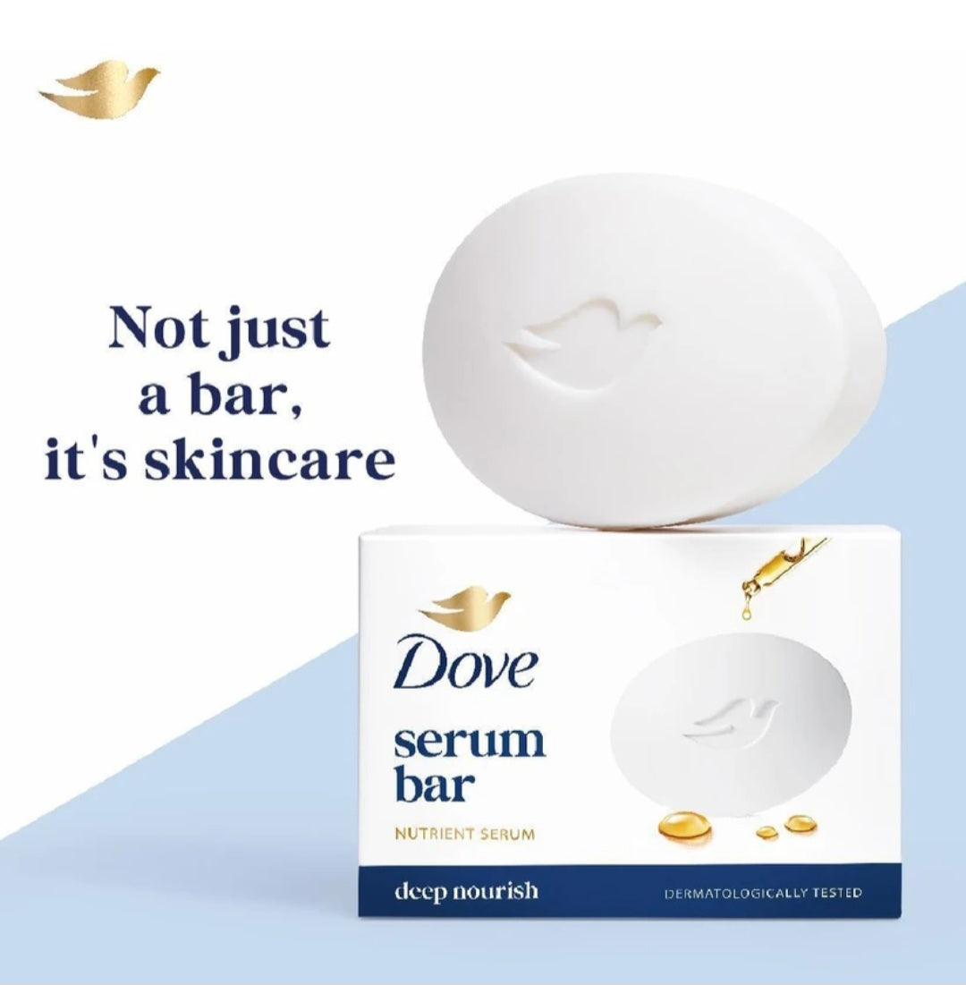 Bathing Soap- Dove Serum Bar with Nutrient Serum for Deep Nourish - Pack of 8 (125gm each)