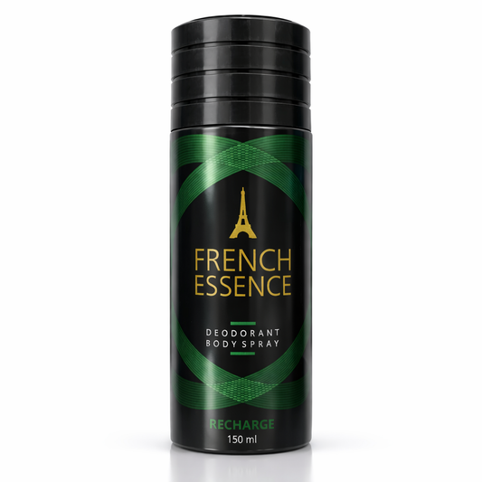 Perfumes & Deodorants- French Essence RECHARGE Unisex Long-Lasting Deodorant Body Spray with the Mix Fragrance including Bergamot, Moroccan Jasmine, and Oakmoss - 150ml