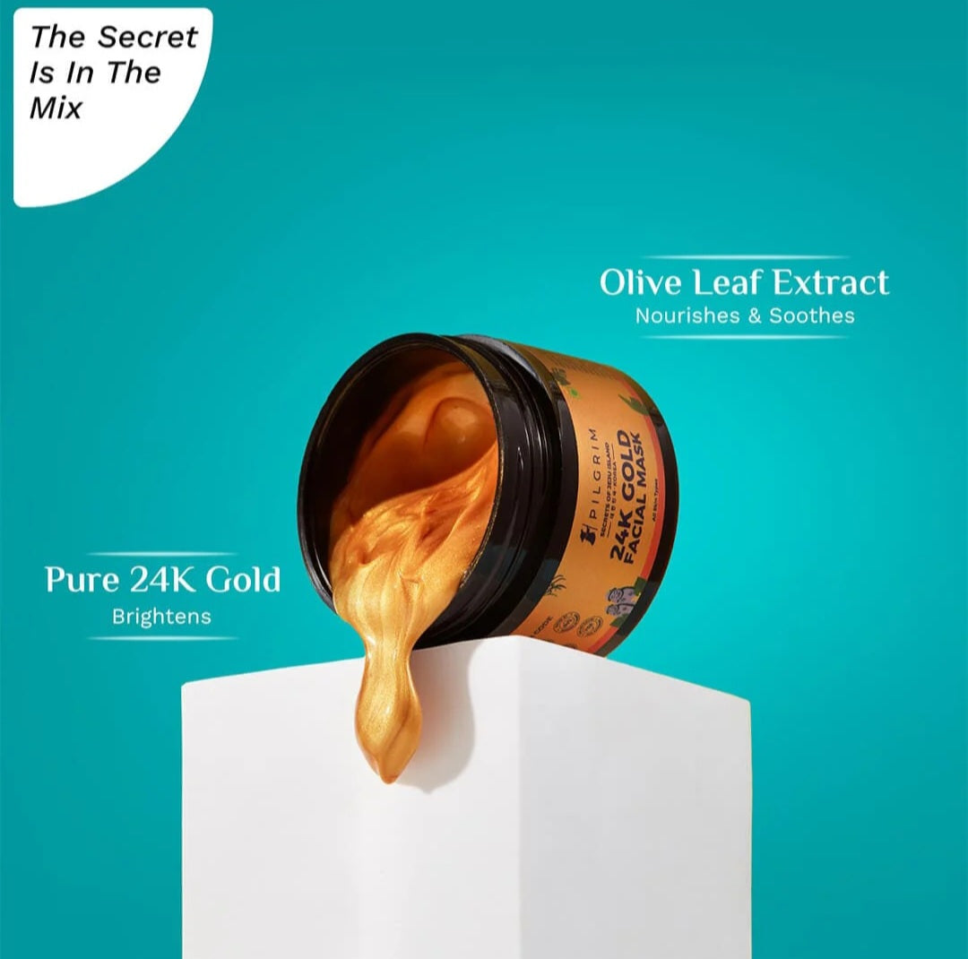 Face Pack and Face Mask- PILGRIM 24K Gold Facial Mask for All Skin Types - 50gm