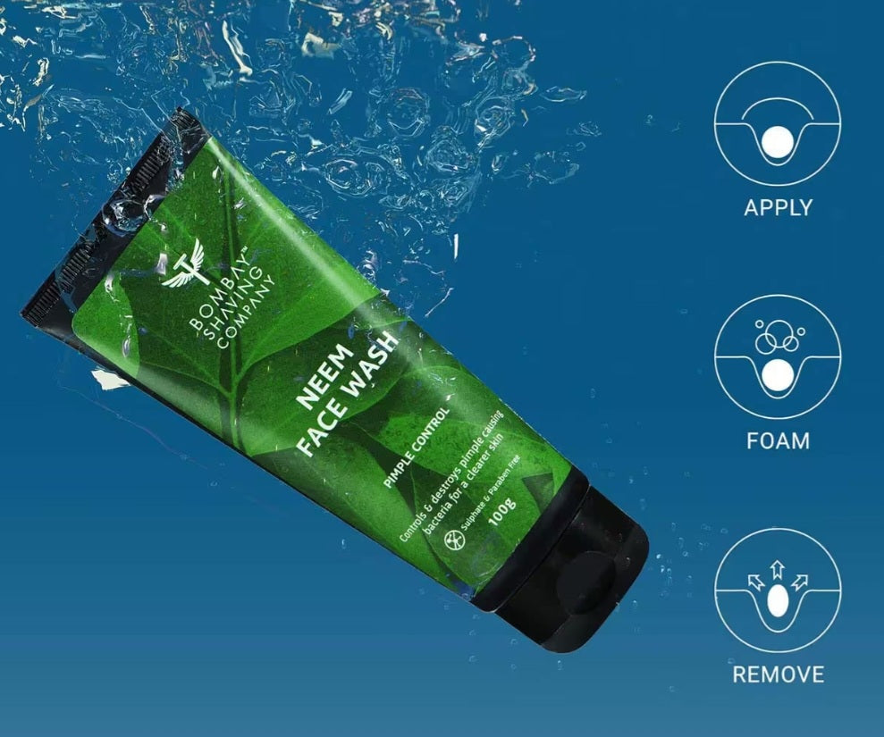 Face Wash- Bombay Shaving Company Neem Face Wash which Controls & Destroys Pimple Causing Bacteria for a Clearer Skin 100gm