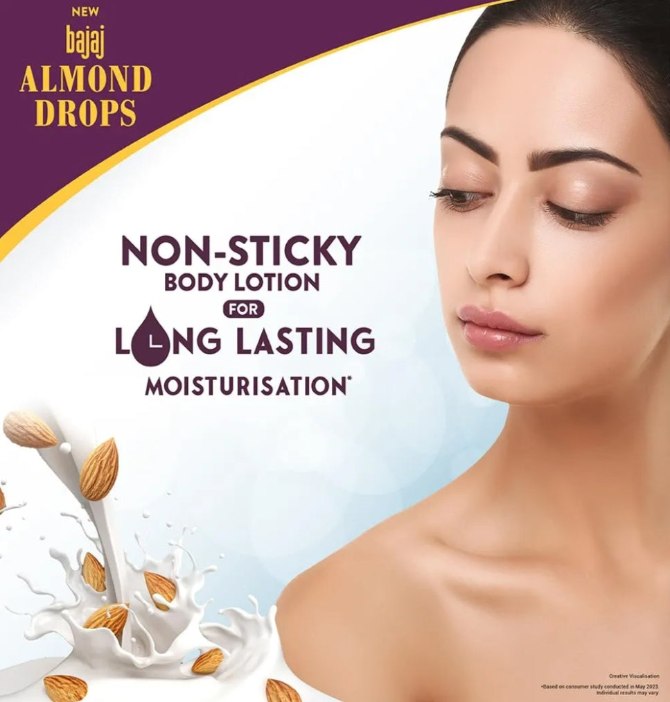 Lotions & Moisturizers- Bajaj Almond Drops Non-Sticky Body Lotion (Long Lasting Moisturisation) with Almond Oil & Vitamin-E 400ml