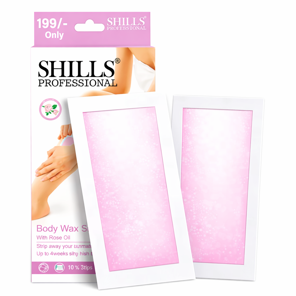 Wax Strips- SHILLS Professional's Ready to Use Wax Strips with Rose Oil for 4 weeks Silky Smoothness - Pack of 10x2 Strips & 2 Finish Wipes