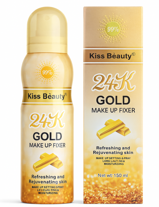 Makeup Fixer/Setting Spray- Kiss Beauty's 24K Gold Long Lasting & Moisturizing Makeup Fixer for Refreshing and Rejuvenating Skin - 150ml