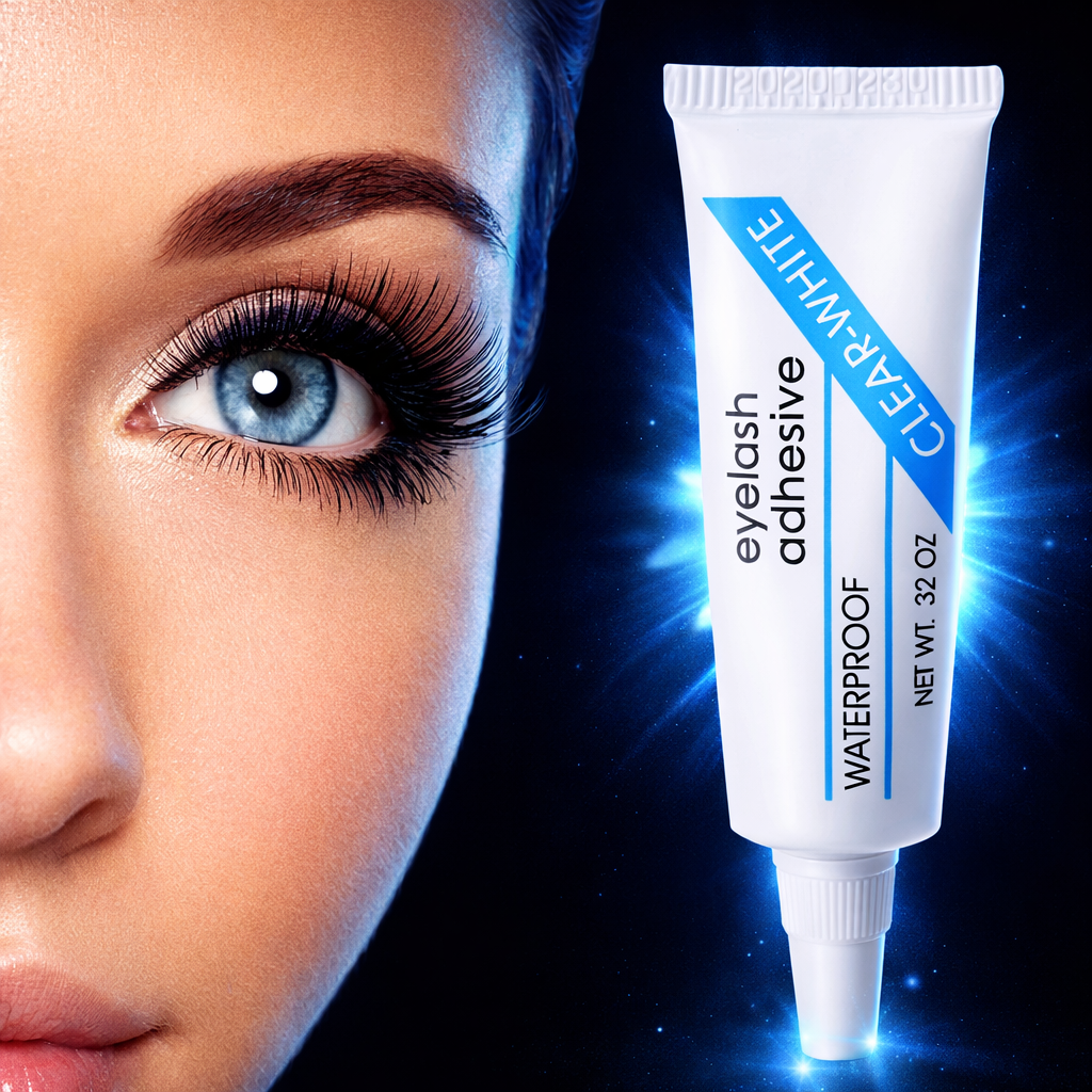 Makeup Eyelash Adhesive Glue- EYE Eyelash Adhesive Glue, a waterproof formula that dries clear-white and is designed for securely bonding false eyelashes to natural lashes - 7gm
