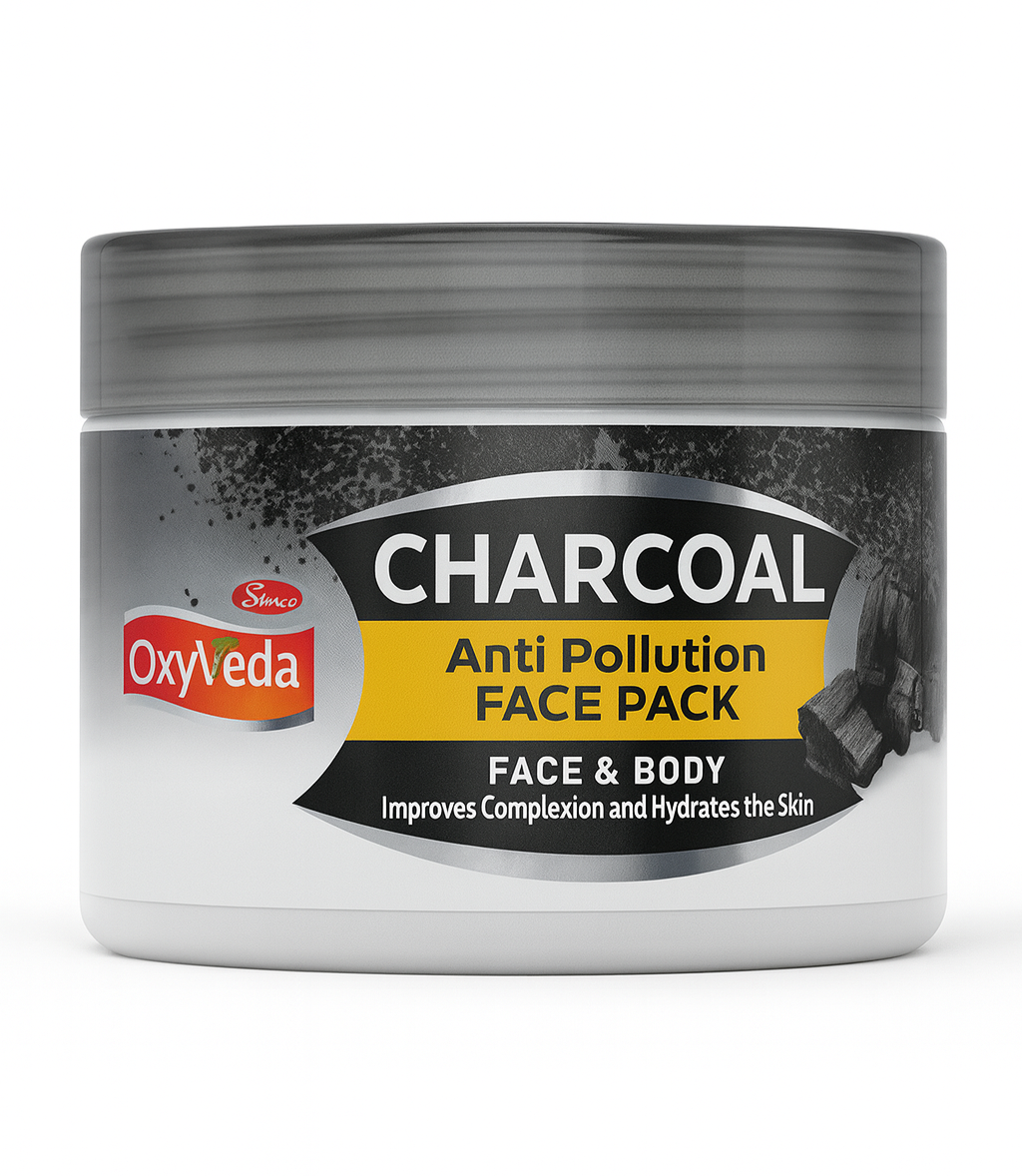 Face & Body Care- OxyVeda Charcoal Anti-Pollution Face Pack for Face & Body which Improves Complexion & Hydrates the Skin and is suitable for all skin types - 250gm