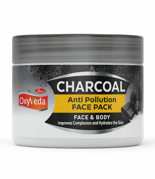 Face & Body Care- OxyVeda Charcoal Anti-Pollution Face Pack for Face & Body which Improves Complexion & Hydrates the Skin and is suitable for all skin types - 250gm