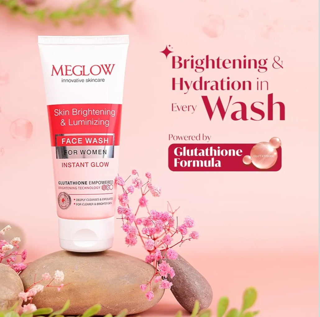 Face Wash- MEGLOW Glutathione Empowered Skin Brightening & Luminizing Face Wash for Women 70ml
