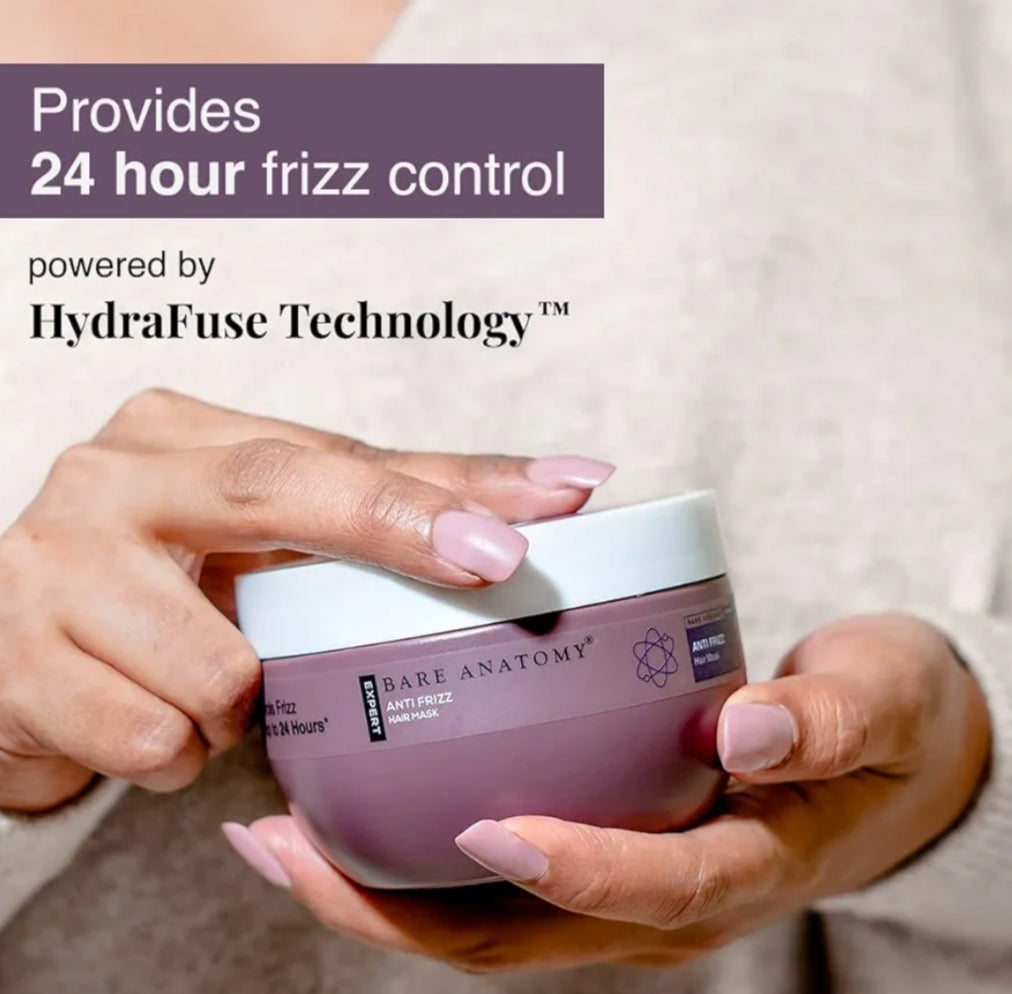 Hair Mask- Bare Anatomy EXPERT Anti-Frizz Hair Mask which is formulated with Hyaluronic Acid and Fatty Acids which Nourishes the Scalp & Hairs, improves Hair Texture, adds shine and Controls Frizz for Up to 24 Hrs - 250gm