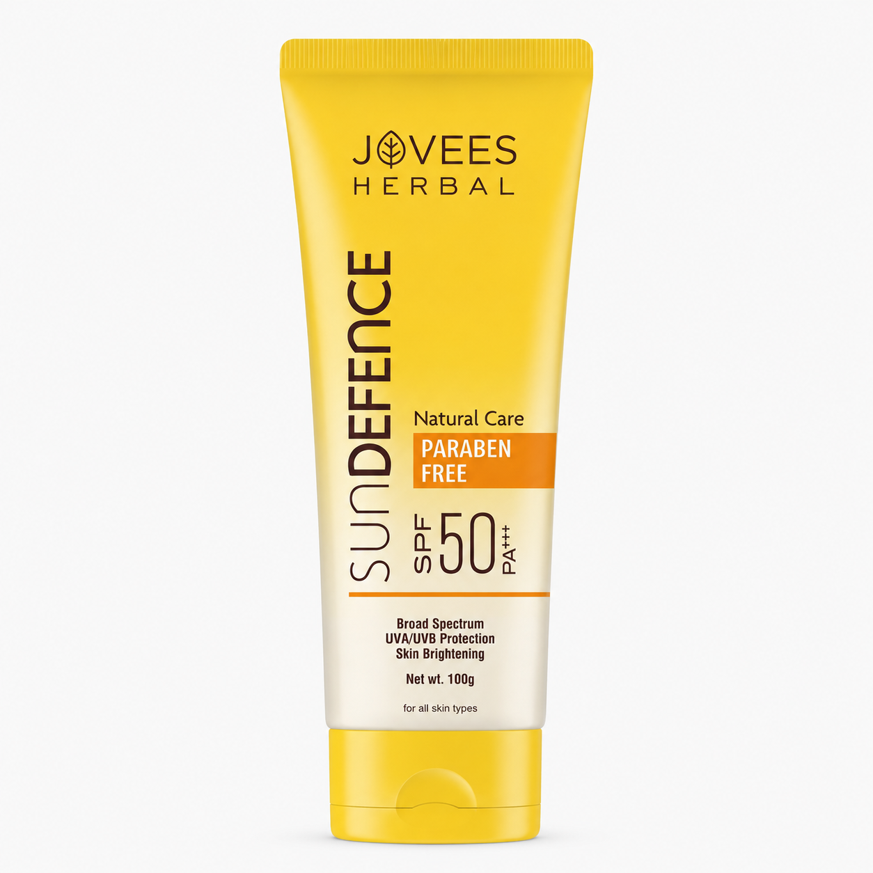 Sunscreen- JOVEES Herbal's SUNDEFENCE Paraben Free SPF-50 PA+++ (UVA/UVB Protection) Skin Brightening Natural Care Sunscreen suitable for All Skin Types - 100gm