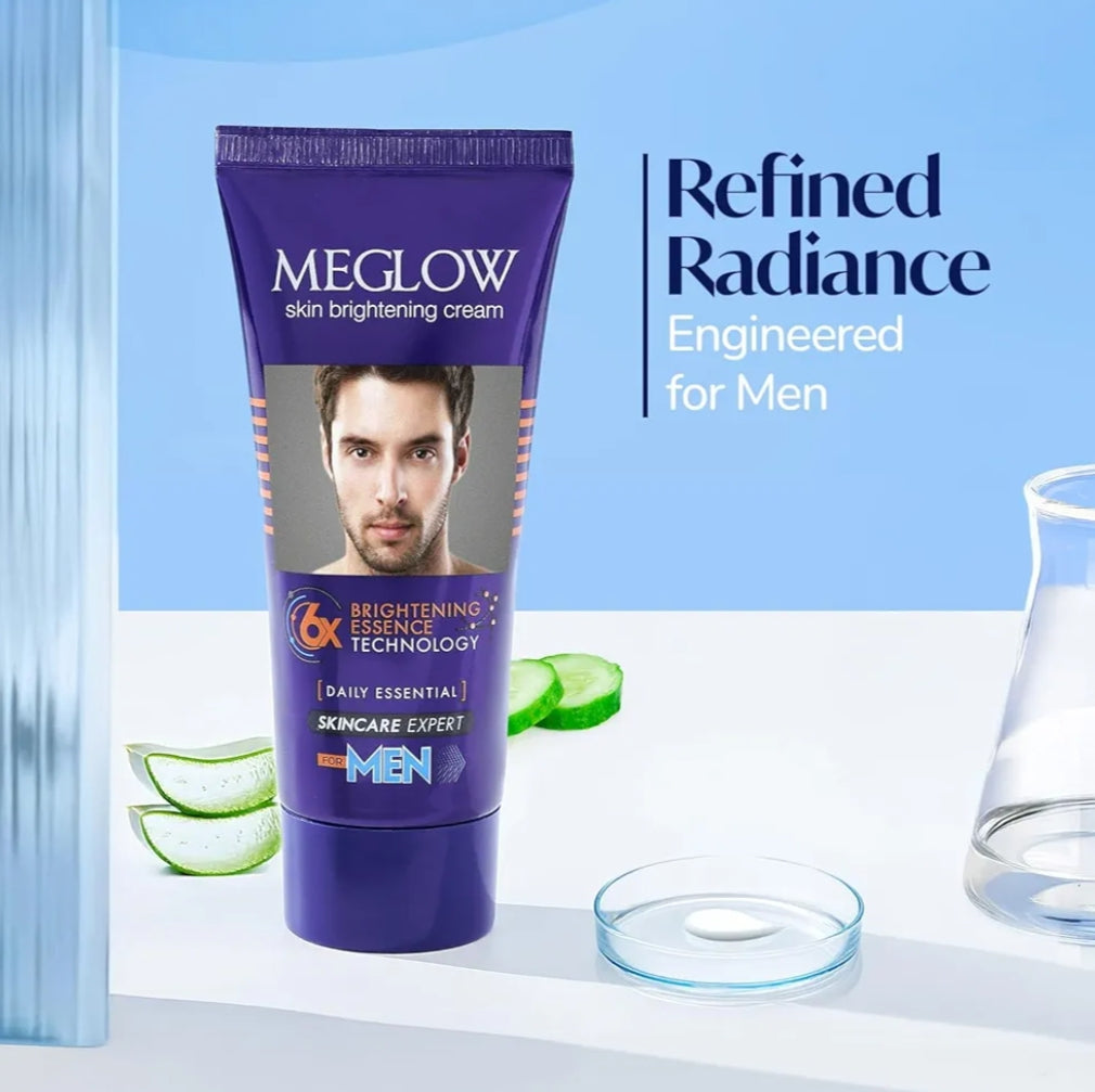 Brightening & Glowing Cream- MeGlow Skin Brightening Cream for Men. 6X Brightening Essence Technology Daily Essential - 50gm