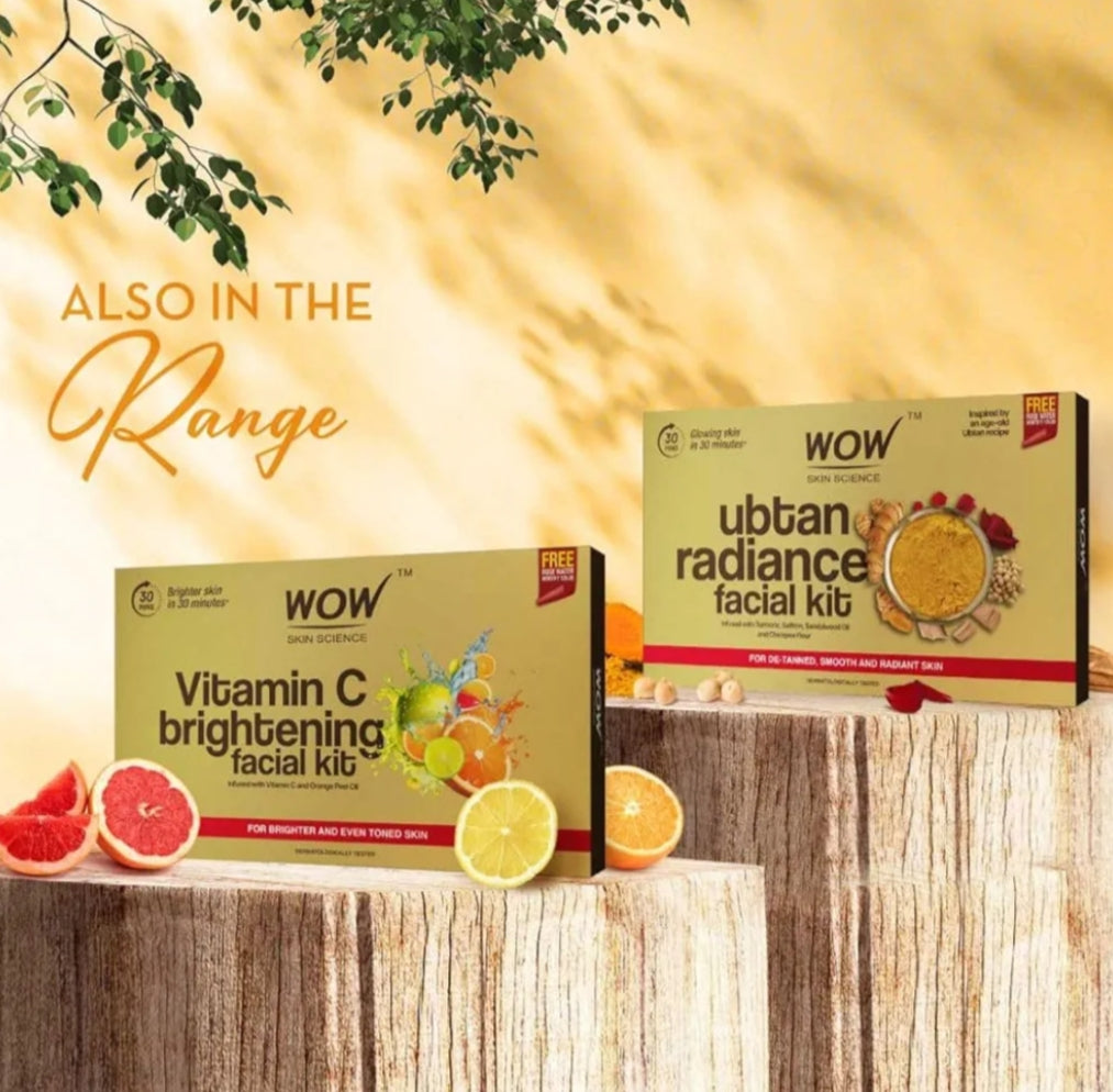 Facial Kit- WOW Vitamin-C Brightening Facial Kit infused with Vitamin-C & Orange Peel Oil for Brighter and Even Toned  Skin - 60ml (6 units x 10ml)