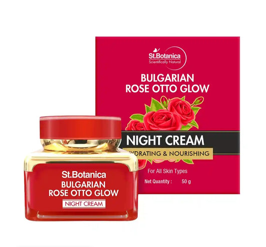 Brightening & Glowing Cream- St.Botanica Bulgarian Rose Otto Glow Night Cream which Hydrates & Nourishes the Skin 50gm