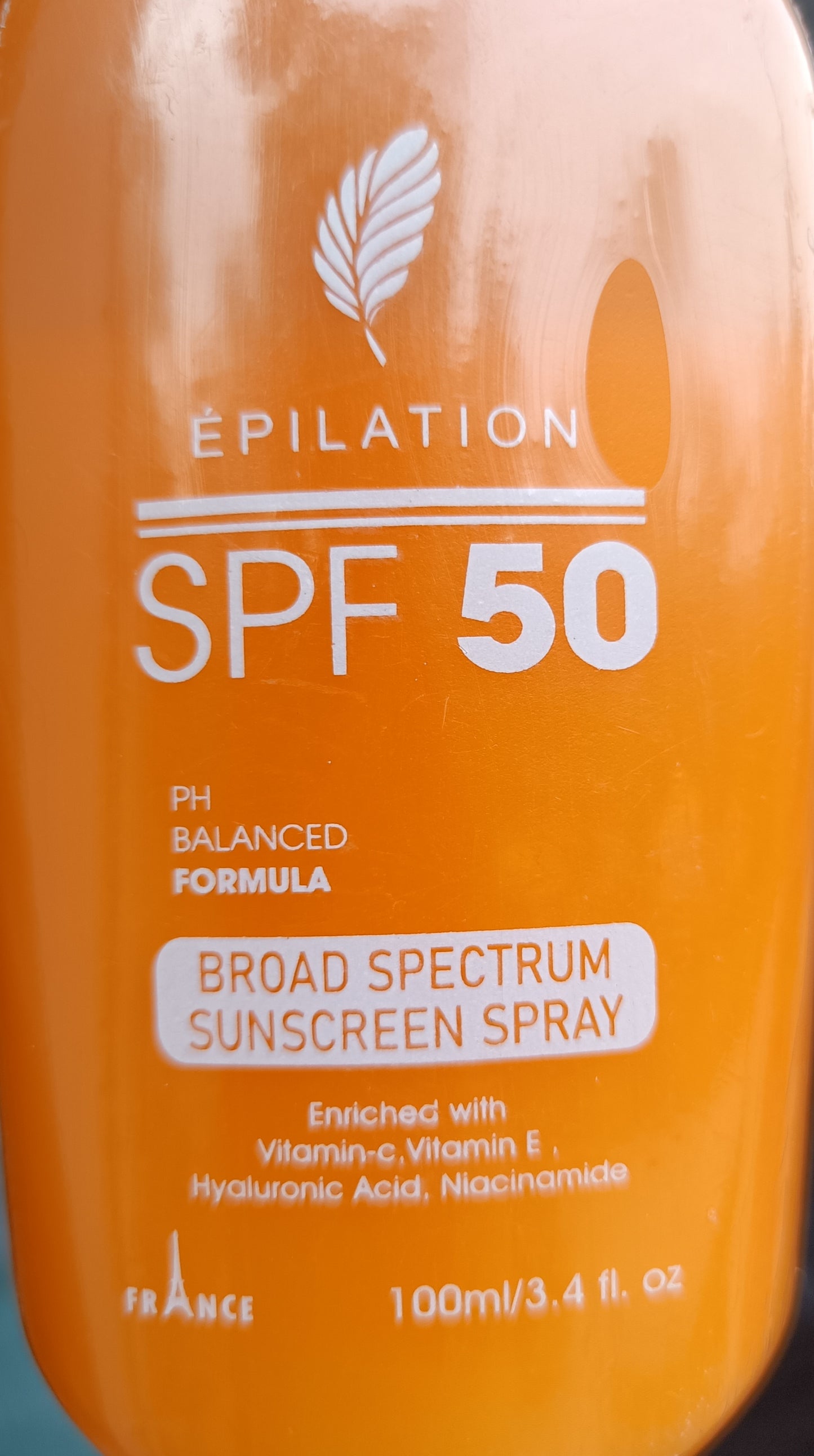 Sunscreen- Epilation SPF 50 PH Balanced Formula Broad Spectrum Sunscreen Spray Enriched with Vitamin-C, Vitamin-E, Hyaluronic Acid and Niacinamide 100ml