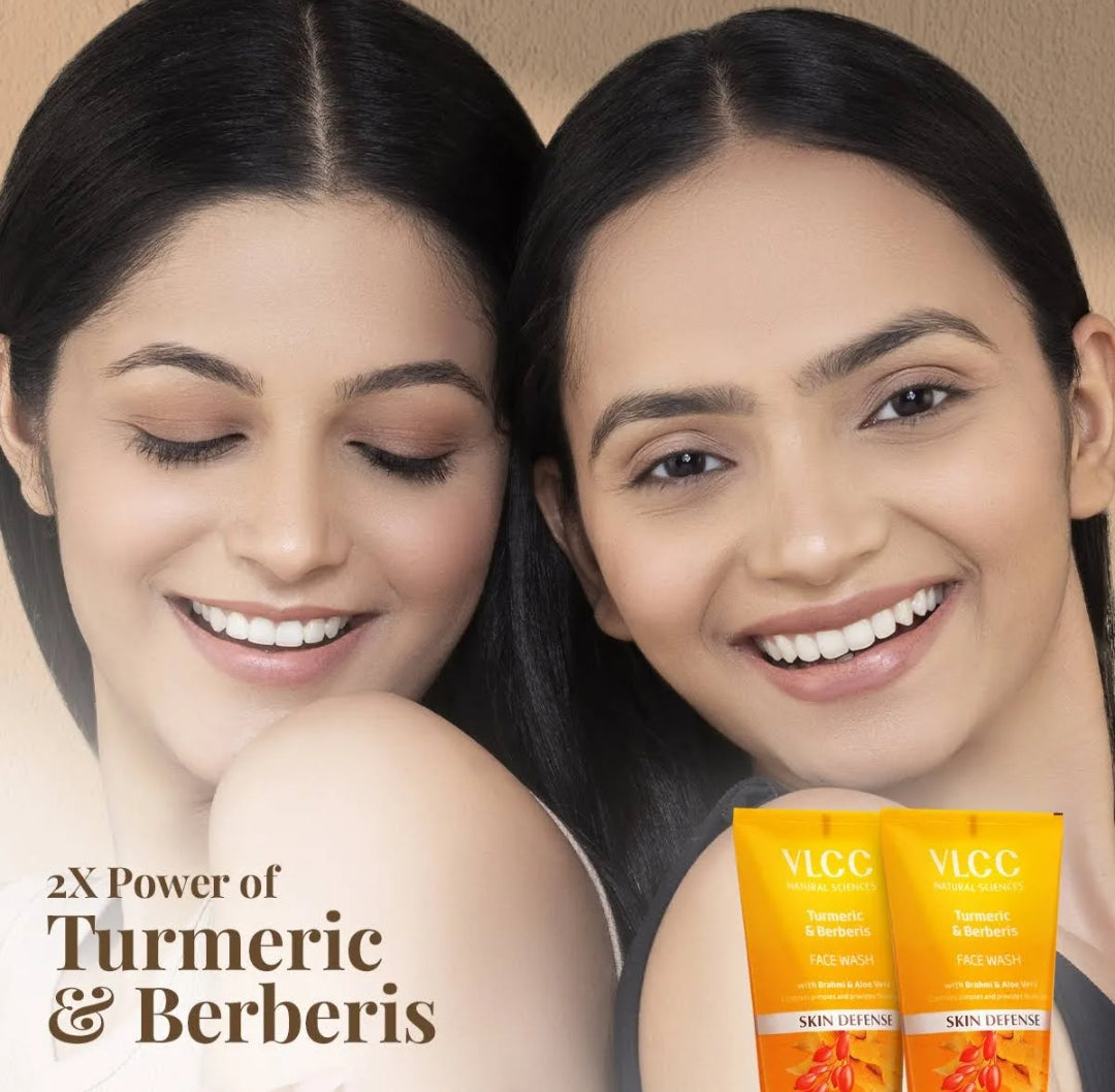 Face Wash- VLCC Turmeric & Berberis Skin Defence Face Wash with Brahmi and Aloe Vera which Controls Pimples and Provides Fairer Skin 150ml