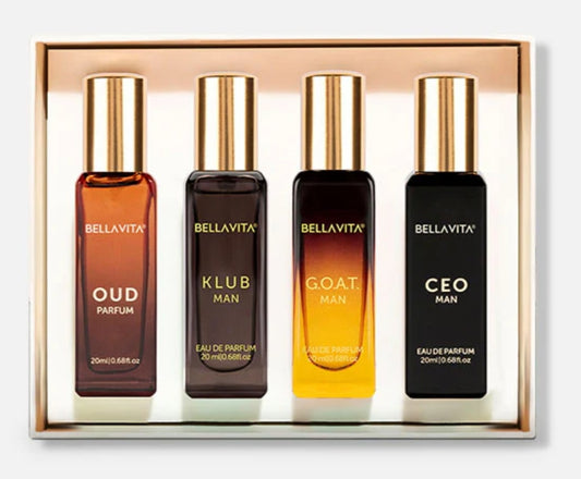 Perfumes & Deodorants- Bella Vita Luxury Long Lasting Men Perfume Gift Set 20mlx4 (KLUB, OUD, CEO, G.O.A.T)