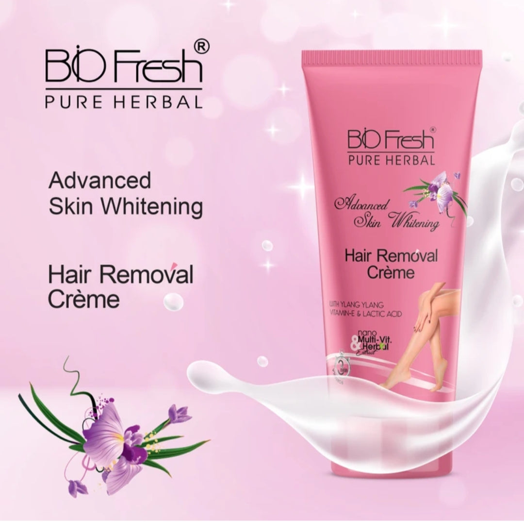 Hair Removal- BioFresh Pure Herbal's Advanced Skin Whitening Hair Removal Cream with Ylang Ylang, Vitamin-E & Lactic Acid - 50gm