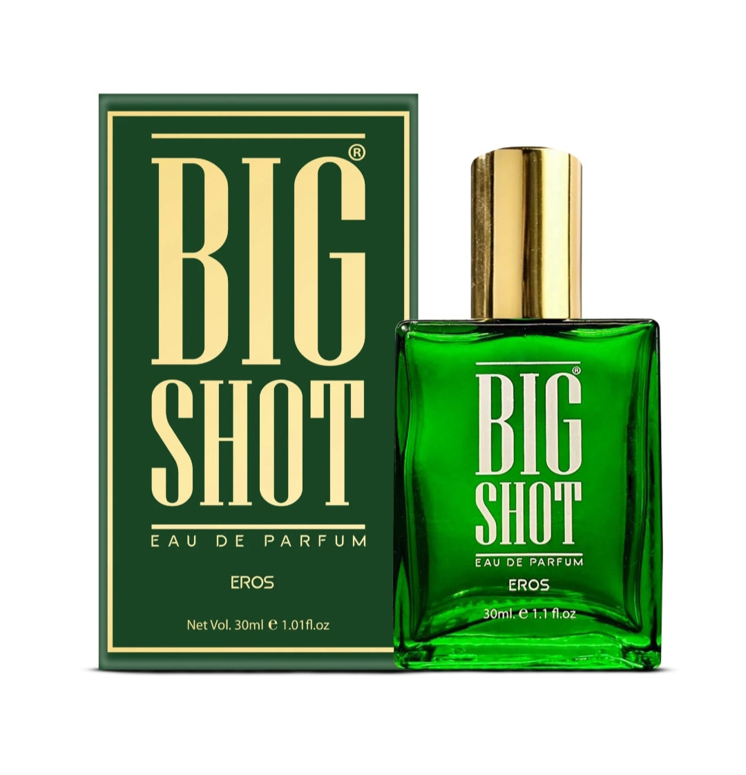 Perfumes & Deodorants- BIG SHOT 'EROS' Long-Lasting Unisex (Men & Women) EDP Perfume with Top Notes of Grapefruit, a Heart of Amber, and a Base of Vetiver - 30ml