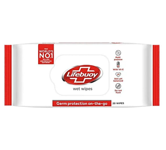 Wipes- Lifebuoy Multipurpose Wet Wipes which Gives Germ Protection on-the-go Pack of 20 Wipes