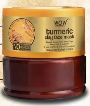 Face Pack & Sleeping Mask- WOW Turmeric Clay Face Mask with Turmeric Extract, Kaolin (White) Clay, Bentonite and Shea Butter which Brightens and Even Outs Complexion 200 ml