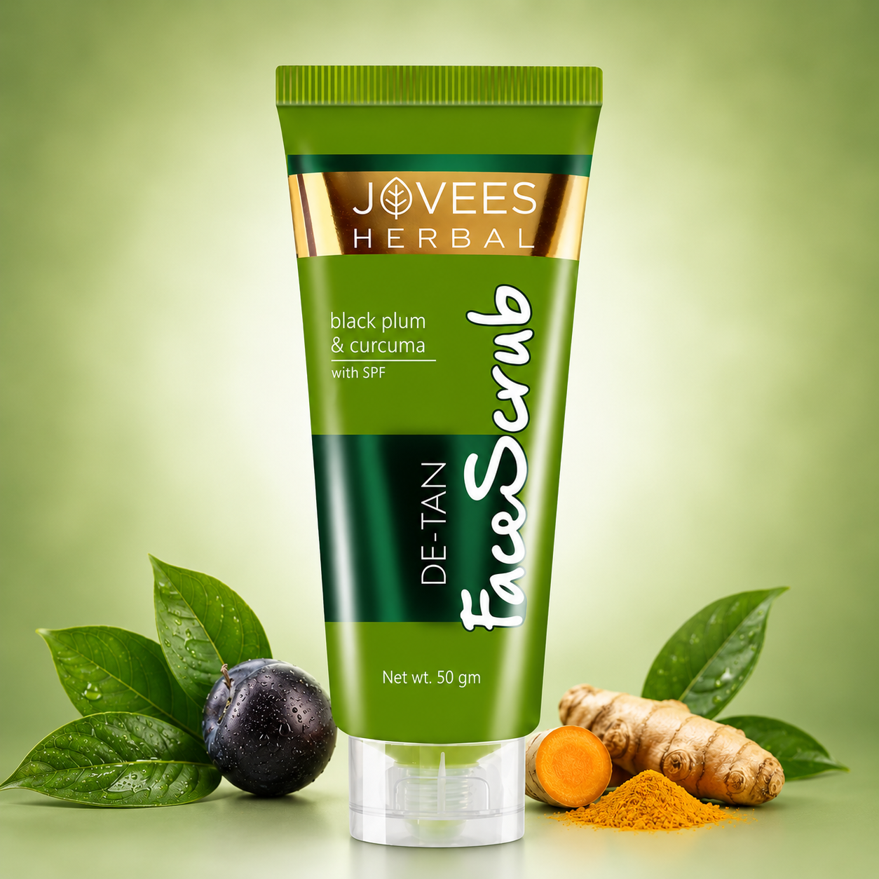 Face Scrub- JOVEES Herbal's De-Tan Face Scrub enriched with Black Plum & Curcuma - 50gm
