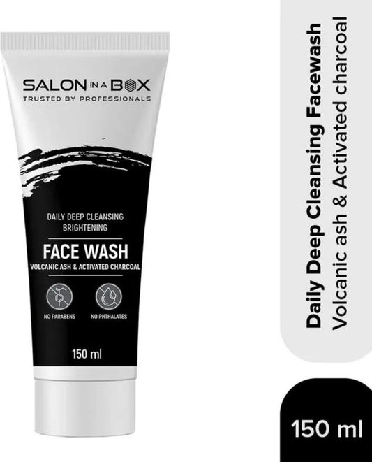 Face Wash- Salon in a Box Daily Deep Cleansing Brightening Face Wash with Volcanic Ash & Activated Charcoal 150ml