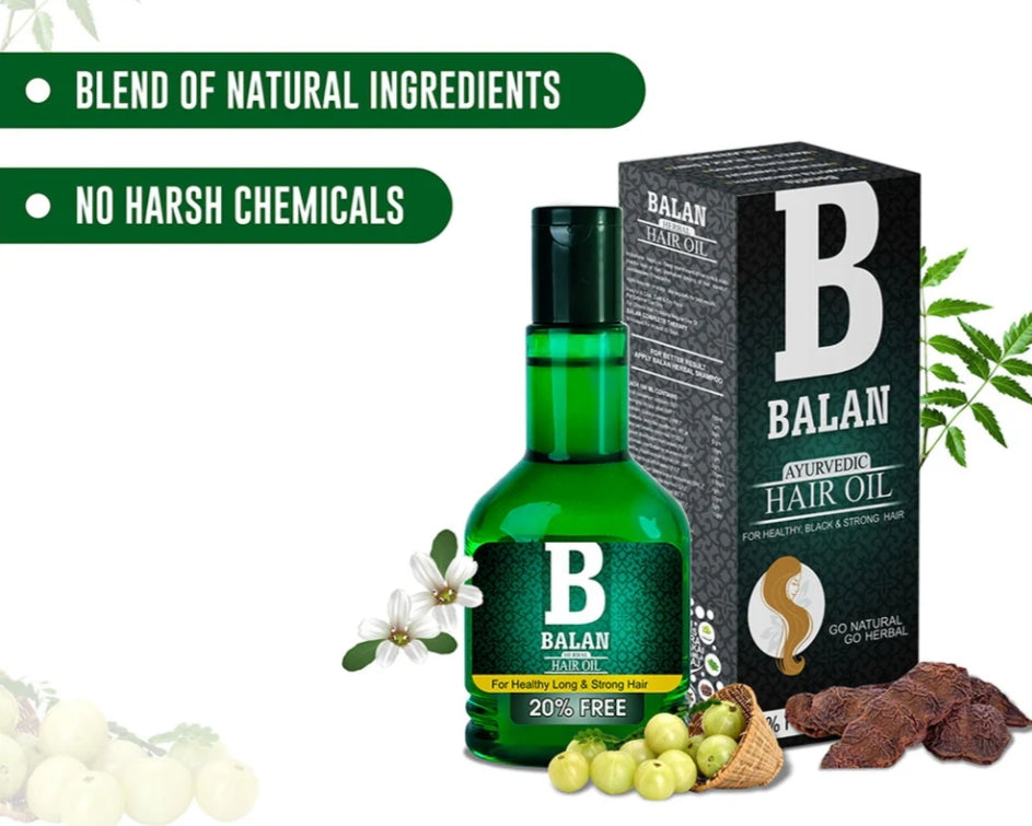 Hair Oil- Balan Ayurvedic Hair Oil For Healthy and Strong Hair 120ml (100ml+20ml Free)