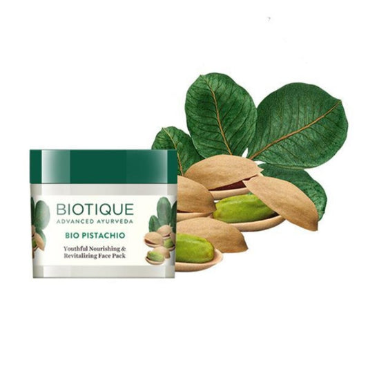 Face Pack and Face Mask- BIOTIQUE Advanced Ayurveda's Bio Pistachio Face Pack for Youthful Nourishing & Revitalizing Face - 75gm