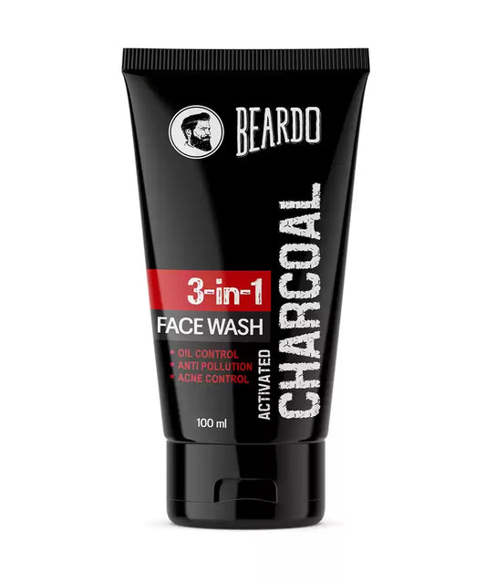 Face Wash- BEARDO 3-in-1 Activated Charcoal Face Wash 100ml ! Oil Control ! Anti Pollution ! Acne Control