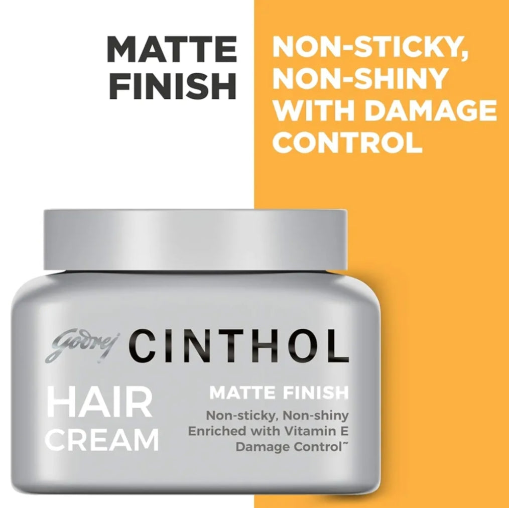 Men's Shaving, Styling and Grooming- Godrej Cinthol Non-Sticky Matte Finished Hair Cream Enriched with Vitamin-E 100gm