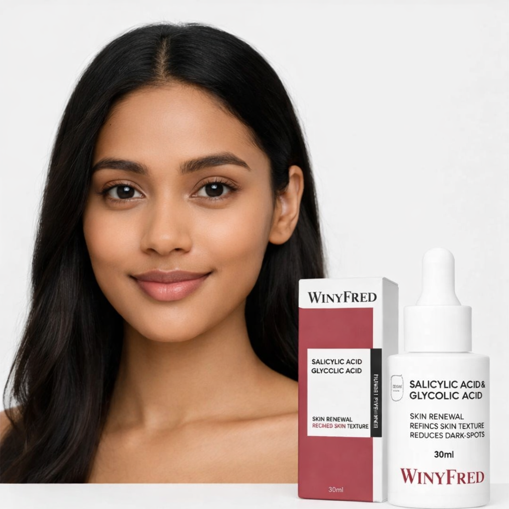 Face Serum- Winyfred Salicylic Acid, Glycolic Acid, AHA & BHA (Korean Formulation) Face Serum which is beneficial in Skin Renewal, Refining Skin Texture and Reducing Dark Spots - 30ml