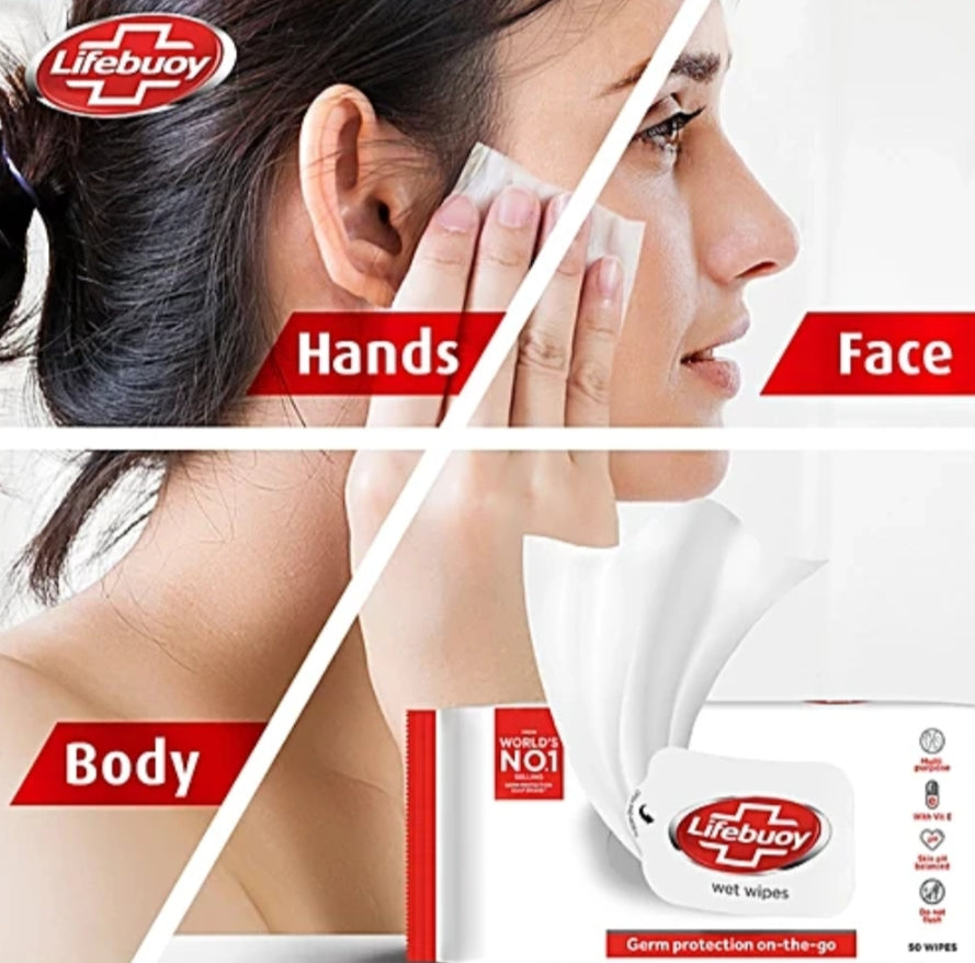 Wipes- Lifebuoy Multipurpose Wet Wipes which Gives Germ Protection on-the-go Pack of 20 Wipes