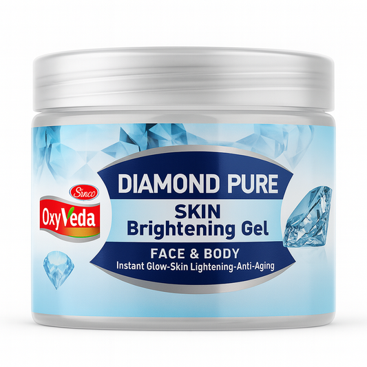 Face & Body Care- OxyVeda Diamond Pure Skin Brightening Anti-Aging Gel for Face & Body which gives instant glow & lightening and is suitable for all skin types - 250gm