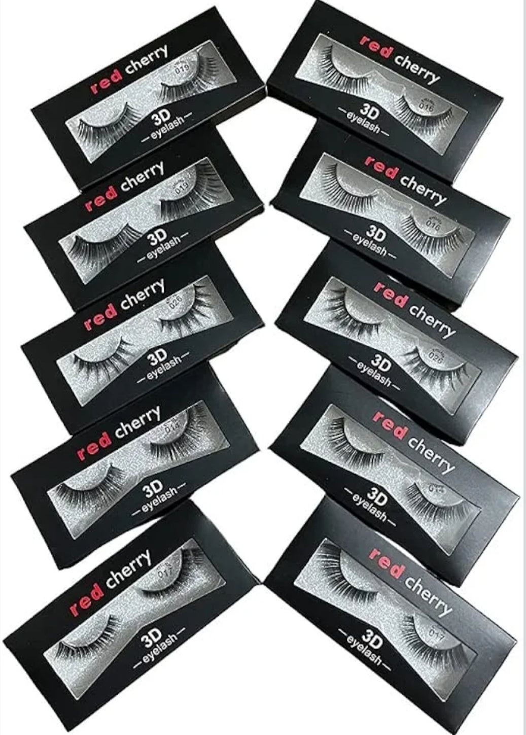 Makeup False Eyelashes- Red Cherry 7D False Eyelashes - Set of 10 Pairs