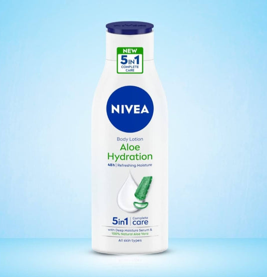 Lotions & Moisturizers- Nivea 5in1 Aloe Hydration 48 Hours Complete Care Refreshing Moisture Body Lotion for All Skin Types 75ml