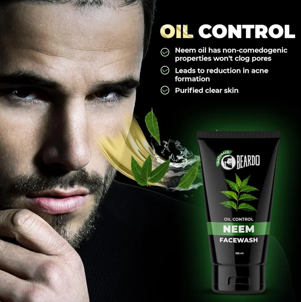 Face Wash- BEARDO Purifying Neem Oil Control Face Wash which Fights from Acne & Pimples, Soothes & Heals your Skin and gives you a Glowing Skin 100ml