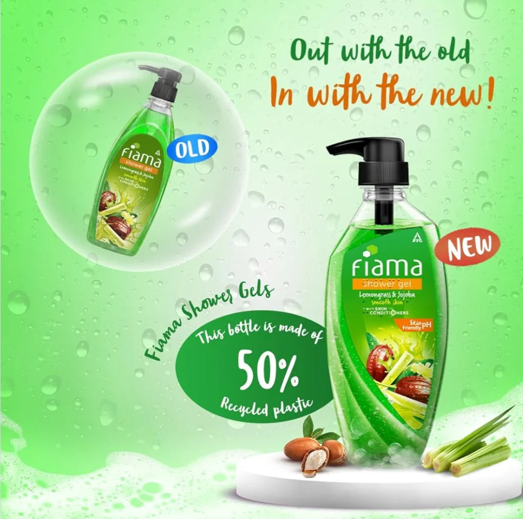 Body Wash & Shower Gel- Fiama Skin PH Friendly Shower Gel enriched with Lemongrass & Jojoba which Smoothes and Conditioners the Skin - 500ml