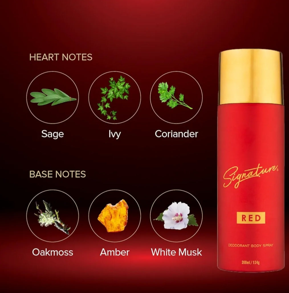 Perfumes & Deodorants- Signature RED Elegent & Citrus Aromatic Deodorant Body Spray 200ml