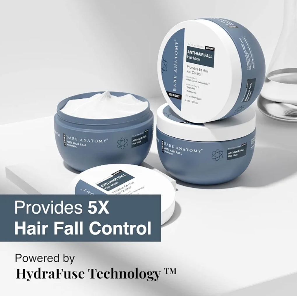 Hair Mask- Bare Anatomy EXPERT Anti-Hairfall Mask which is formulated with AdenoGrow Technology & Peptides to Strengthen Hair Follicles, Reduce Hair Breakage and Provide 5x Hairfall Control - 250gm