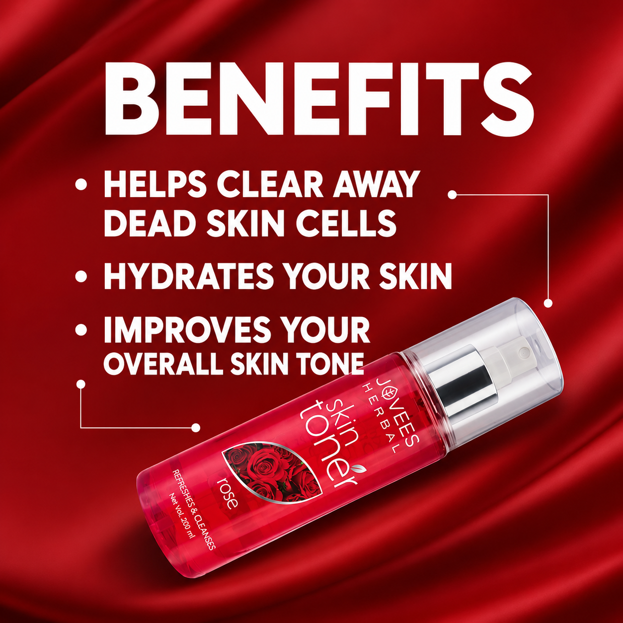 Skin Toner- JOVEES Herbal's Rose Skin Toner which Refreshes & Cleanses Naturally - 100ml