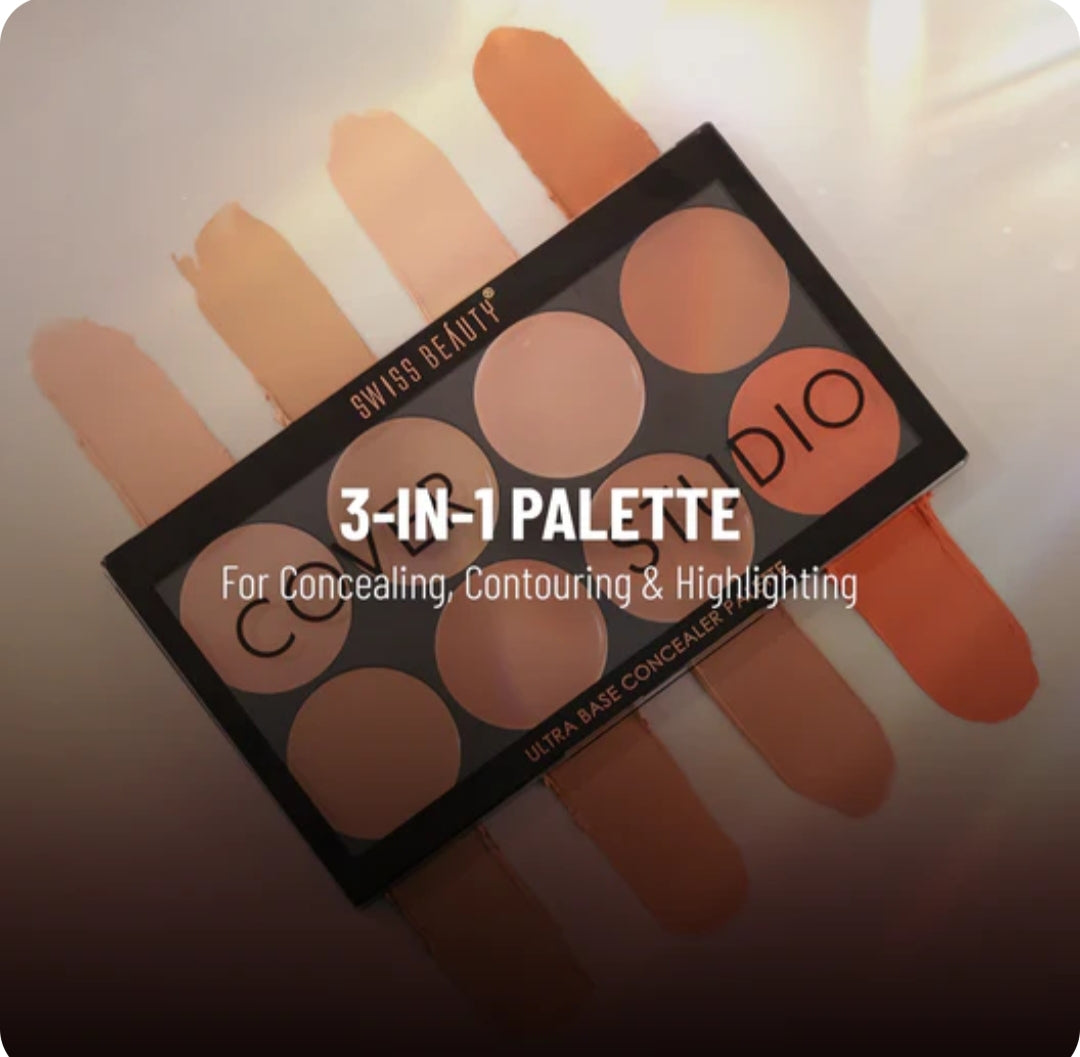 Makeup Concealer- Swiss Beauty Cover Studio Ultra Base Concealer Palette for Fresh, Natural and Breathing Skin