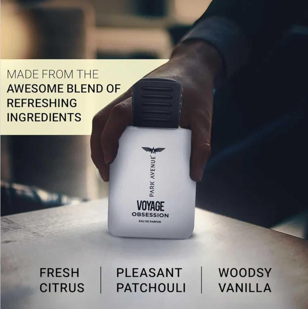 Perfumes & Deodorants- PARK AVENUE VOYAGE OBSESSION Long Lasting Perfume for Men with Amber & Musk 50 ml