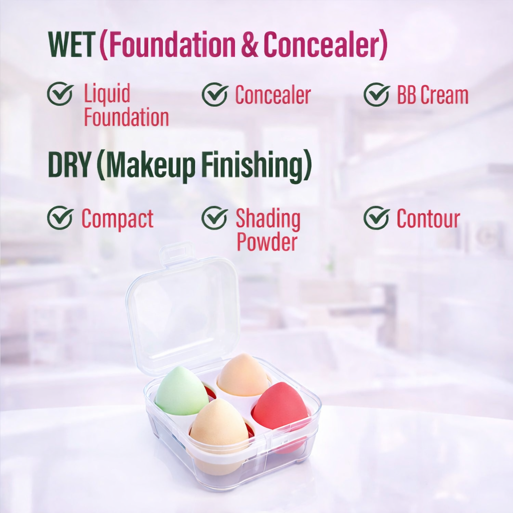 Makeup Puffs, Sponges & Blenders- My Choice Soft & Silky Professional Premium Sponges - Box of 4 Pieces