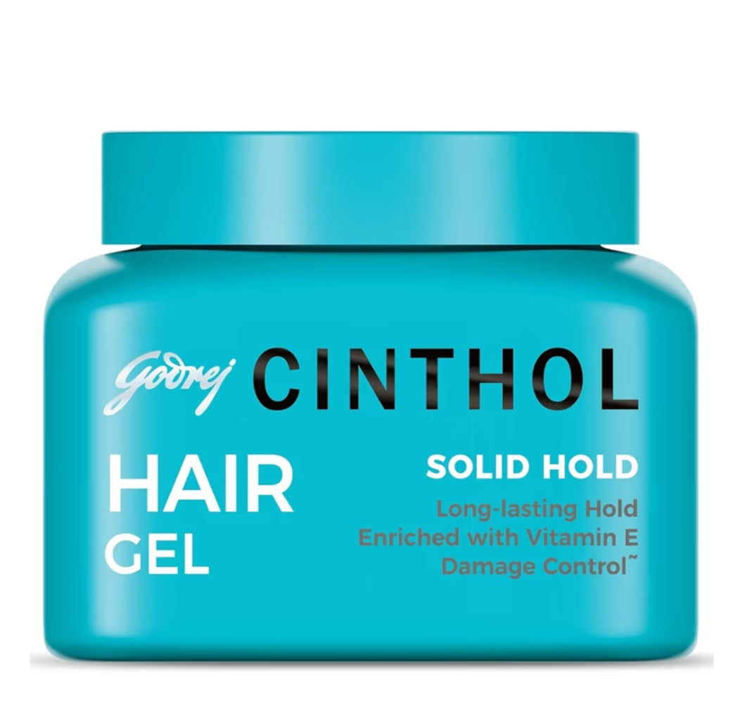 Men's Shaving, Styling and Grooming- Godrej Cinthol Solid Hold Hair Gel enriched with Vitamin-E for Long-Lasting Style Hold and Damage Control - 100gm
